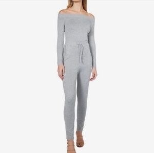 NWT Bebe Viscose Jumpsuit Long Sleeve Heather Gray Size M MSRP $159